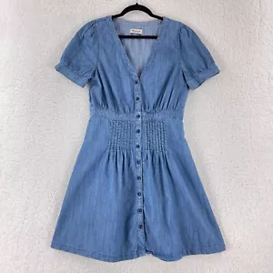 Madewell Blue Denim Daylily Dress Womens Button-Up Short Sleeve Size 8 - Picture 1 of 13