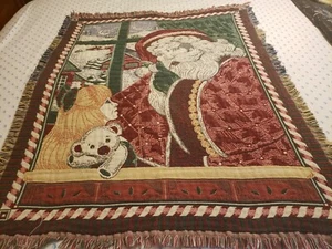 Vintage Goodwin Weavers Christmas Santa Presents Afghan Throw Blanket - Picture 1 of 4