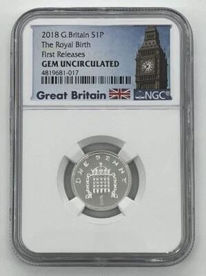 2018 Great Britain Royal Birth Silver Coin NGC GEM Unc FR Exclusive Big Ben L... - Image 1 of 2