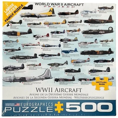 Eurographics World War II Aircraft Jigsaw Puzzle 500 Piece Cardboard Military - Image 1 of 3