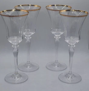 JUEGO DE 4 COPAS DE AGUA MIKASA CRISTAL JAMESTOWN ORO 9" CAJA ORIGINAL - Imagen 1 de 7