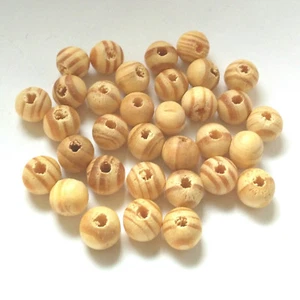 SET mit 100 RUNDEN HOLZPERLEN natur ROH GESTREIFT 8mm Schmuckkreation - Bild 1 von 1