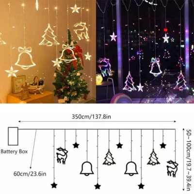 138 LED Christmas Star Deer Bells Tree Garland String Fairy Christmas Lights - Image 1 of 4