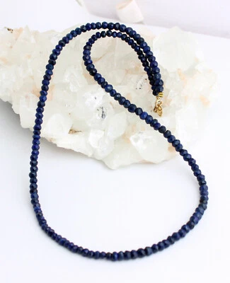Collana Di Lapislazzuli Naturale In Pietra Preziosa Facettata Blu - Immagine 1 di 2