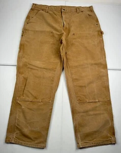 Carhartt Work Dungaree Fit Pants Double Knee Front Canvas B136 BRN Mens 40x30 - Picture 1 of 8