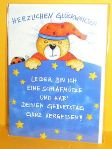 Geburtstagskarte - Nachträglich zum Geburtstag ... Schlafmütze - Neu&Ovp - - Bild 1 von 2