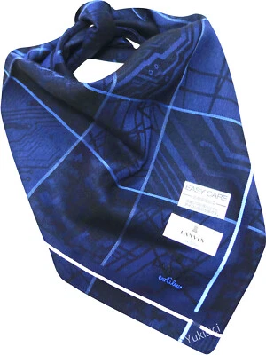 Lenço Lanvin en Bleu Masculino Padrão Geométrico Logotipo Fácil Cuidado Algodão 50cm - Imagem 1 de 4