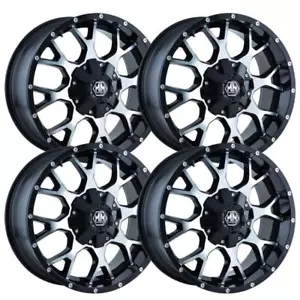 (Set-4) Mayhem Warrior 18x9 8x170 18mm Black Machined Wheels Rims 18 Inch - Picture 1 of 3