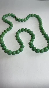 Antique Green Jade 68 Beads 7 1/4-7 1/2 mm Knotted Necklace Fine Quality - Picture 1 of 6