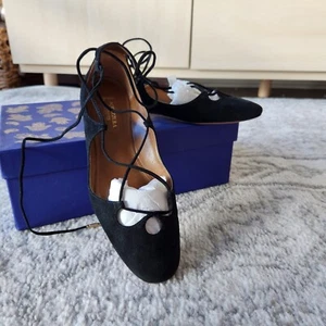 Aquazzura Black Dancer Flats Lace Up Sandals Size EU36.5/6.5 - Picture 1 of 7