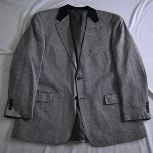 Paul Fredrick 46R Gray Herringbone Silk Tweed Mens Blazer Sport Coat Jacket - Picture 1 of 12