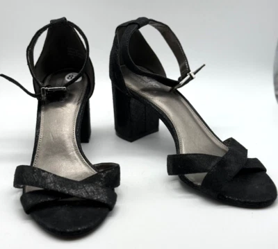 Coach And Four Womens Block Heel Sandals Strappy Buckle Black Vamp Goth Size 8.5 - Image 1 of 4
