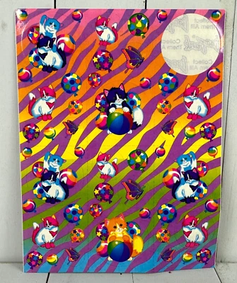 Hoja Adhesiva Vintage Lisa Frank Gatito Mariposa Arco Iris Años 90 Globos Bola  Foto 1 de 4