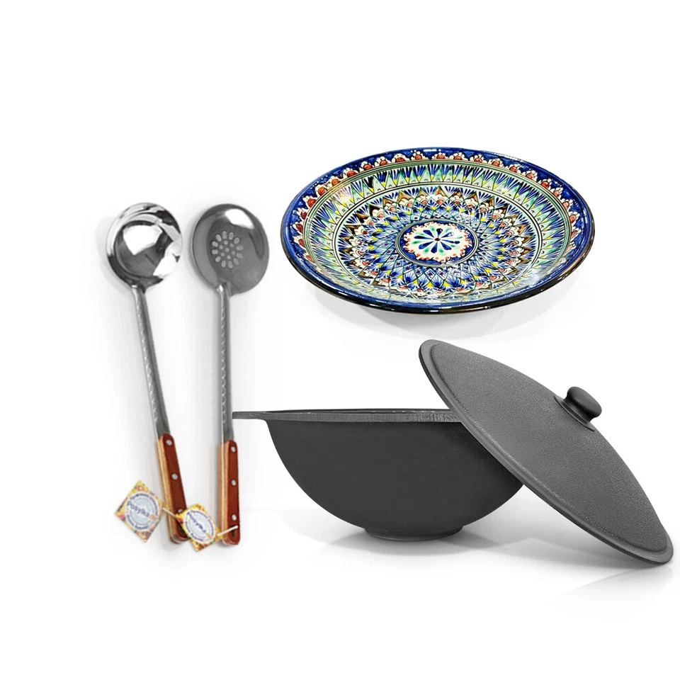 12 L Kazan Usbekisch Gusseisen Schaumlöffel Kasan Kochtopf Lagan Ляган Namangan - Bild 1 von 1