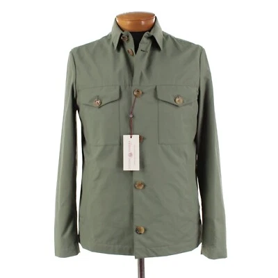 Sobrecamisa Luciano Barbera Nueva con Etiquetas Mezcla de Algodón Talla 52 (L EE. UU.) en Verde Sólido Foto 1 de 4