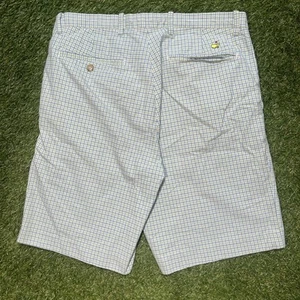 Bobby Jones Golf Masters Embroidered Green Blue Plaid Cotton Shorts Men’s Sz 34 - Picture 1 of 9