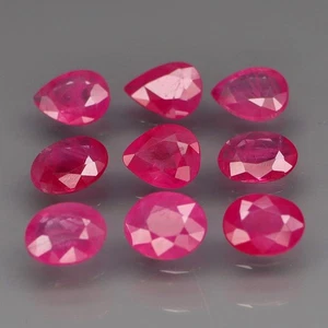 Oval 4x3.5 to 4.5x3.5mm.Heated Only Top Red Pink Ruby Myanmar 9Pcs/2.13Ct. - Picture 1 of 6