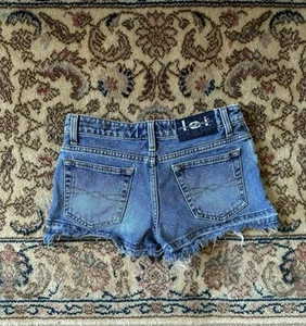 LEI Shorts Womens Size 3 Y2K 2000s Mini cheeky Denim Jean Vintage 24 25 Waist - Picture 1 of 4