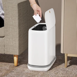 Bote basura bano 3 gal adsorción vacio tapa presión blanco delgado oficina hogar - Imagen 1 de 12
