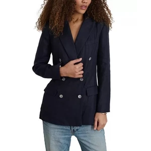 Alex Mill Double Breasted Blazer Linen Womens XS Parisian Chic Lazy Luxury  - Picture 1 of 10