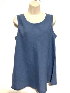 coldwater creek Top PM Leinen U-Ausschnitt Easy Tank blau  - Bild 1 von 9