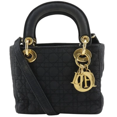 Dior Lady Dior Mini Handbag Canage 2WAY Shoulder black Nylon Women - Image 1 of 4
