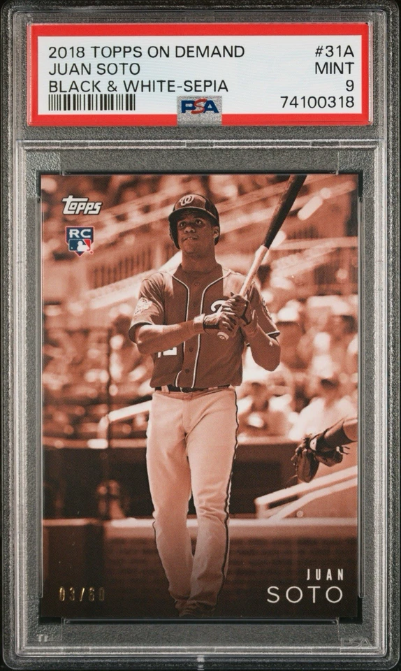 2018 Topps On Demand Juan Soto (RC) Black & White - Sepia #/60, PSA 9 MINT - Image 1 of 2