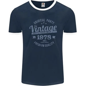 Vintage Año 47th Cumpleaños 1978 Hombre Ringer Fotl Azul Marino/Blanco - Imagen 1 de 3