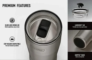 NUOVISSIMO Bicchiere Thermos 18 OZ Icona Isolato Sottovuoto Acciaio Inox Grigio Opaco - Foto 1 di 2