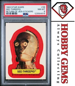 C-3PO SEE-THREEPIO PSA 8 1983 Star Wars Return of the Jedi Sticker #38 - Picture 1 of 2