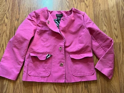 Chaqueta básica para mujer Dana Buchman rosa y forro de cebra talla 8 Foto 1 de 4