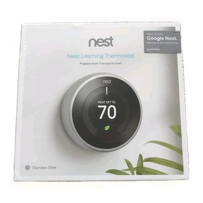 Google Nest Termostato 3ª Generación Aprendizaje WIFI: T3007ES Acero Inoxidable Nuevo Foto 1 de 4