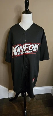 Camiseta de béisbol Kinfolk talla grande abotonada negra poliéster Foto 1 de 4