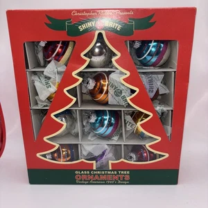 New 2009 Christopher Radko Shiny Brite 12 Pc Glass Christmas Ornaments Colorful - Picture 1 of 22