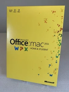 Microsoft Office Mac 2011 WPX Home & Student with KEY- Family Pack 3 MAC Users - Picture 1 of 5