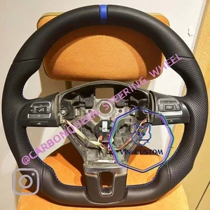 FULL LEATHER Steering Wheel FOR CC/Eos/Golf/Jetta/Passat/Tiguan/BLUE NO PADDLES - Picture 1 of 5