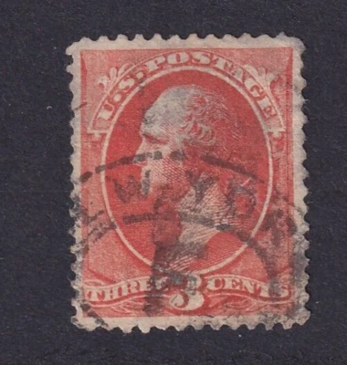 MATT'S STAMPS SCOTT #214 3-CENT GEORGE WASHINGTON ISSUE, USED, VF-XF 85 CV$80 - Image 1 of 3