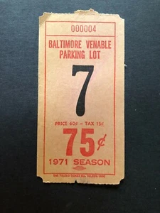 Pase de estacionamiento Baltimore Orioles 1971. - Imagen 1 de 2