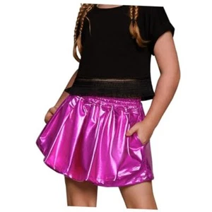 Girls' Metallic Skorts Sparkly Shorts Shiny Dance Skirt 6-7 Years Rose Red-754 - Picture 1 of 7