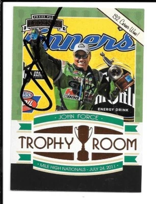 JOHN FORCE NHRA Autographed PRESS PASS TRADING card 2011 #56 - Image 1 of 2