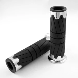Tire tread pattern grip comfy TPR + chrome trim 22mm x1 + 25mm x1 fits Honda - Picture 1 of 7