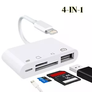 Portable 4 in 1 USB Camera SD TF Card Reader Adapter For iPhone iPod iPad IOS 12 - Picture 1 of 14
