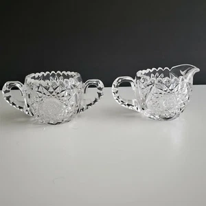 American Brilliant Cut Glass Cream and Sugar, Hawkes ABP Crystal FREE SHIPPING  - Picture 1 of 3