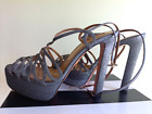 AQUAZZURA Platform Sandals Glitter Heels 7 / 40.5 Silver NEW