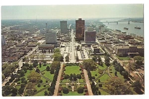Aerial SOUTH VIEW Louisiana CAPITOL Baton Rouge Mississippi River LA Postcard - Photo 1/1