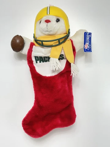 Vintage Green Bay Packers Xmas Christmas Stocking 1993 Bear Team NFL w/ Tag Cover
