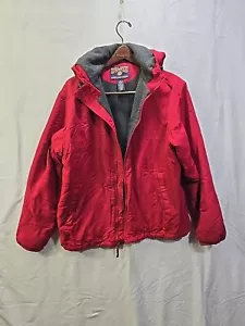 Chaqueta de Colección Duluth Trading Co. Para Hombre Mediana Roja Cremallera Completa Con Capucha Forrada de Vellón - Imagen 1 de 8