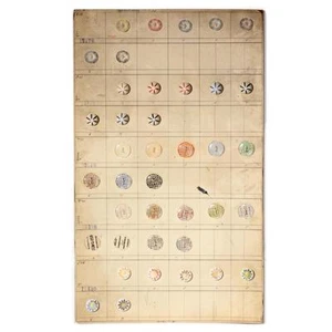 Collectible 1936 vintage Art Deco Czech sample card hand painted glass buttons - Picture 1 of 7