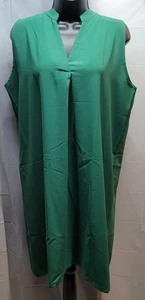 Women’s Sleeveless Midi Dress Green Henley Neckline Below The Knee Size 2XL - Picture 1 of 6