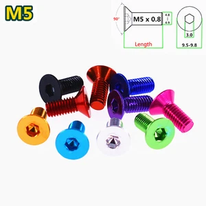 M5 Countersunk Head Allen Hexagon Screws Aluminum Alloy Anodized Socket Bolts - Picture 1 of 6